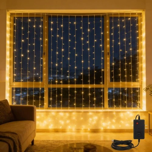 ستارة اضاءة صفراء LED خارجية PRO مقاس 2 متر في 3 متر