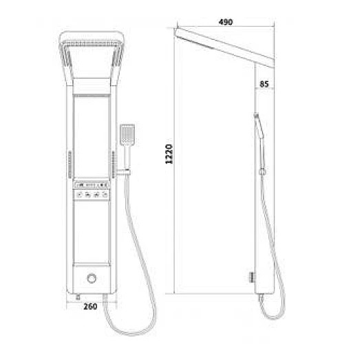 لوحة شاور بانل اسود ديجيتال مساج مائي ستانلس ستيل