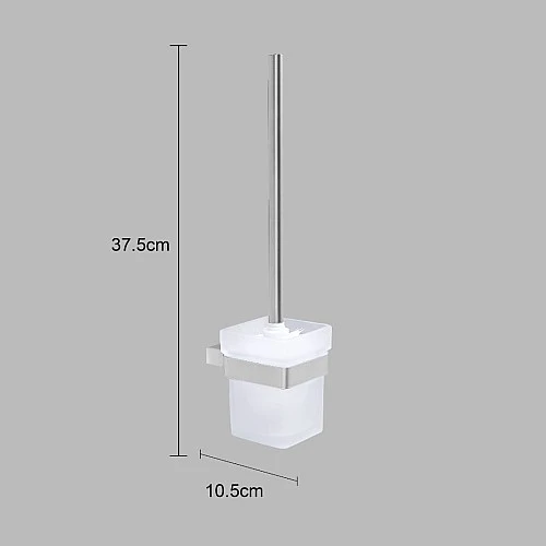  صورة منتج فرشاة مرحاض مربعة لون كروم فضي تثبيت جداري مودرن