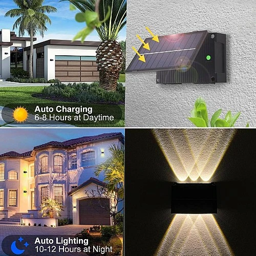 كشاف بوابة خارجي يعمل بالطاقة الشمسية لون اصفر 6 واط مقاوم للماء