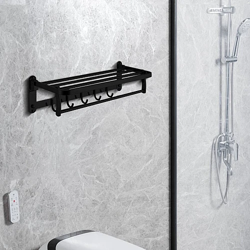 علاقة مع حامل مناشف و علاقات ستانلس ستيل 201 اسود