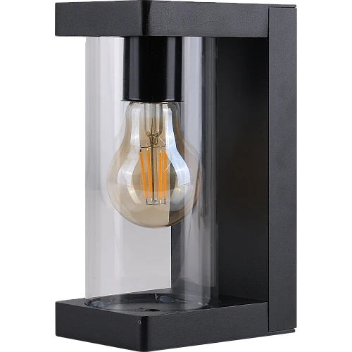 فانوس جداري خارجي مربع اسود زجاج شفاف E27