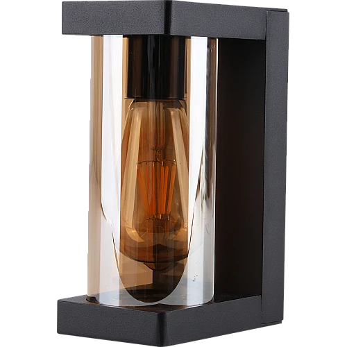 فانوس جداري اسود زجاج عسلي E27