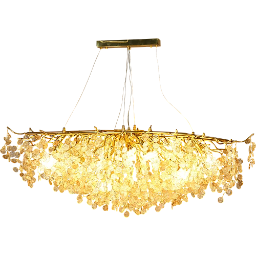 نجف مودرن ذهبي مع عسلي مع شفاف E14*13 لمبة مقاس 120 سم