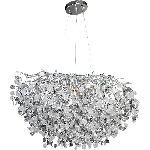 نجف مودرن فضي مع شفاف مع رمادي E14*13 لمبة مقاس 80 سم