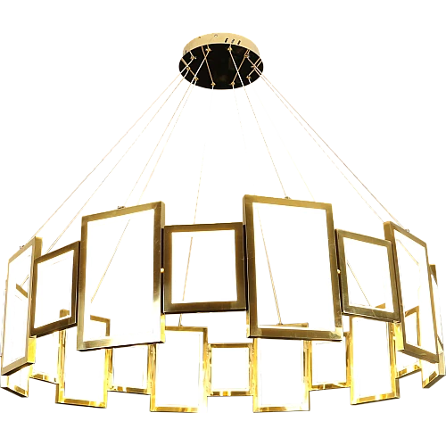 نجف مودرن ذهبي لون الانارة اصفر 165 واط قطر 100 سم