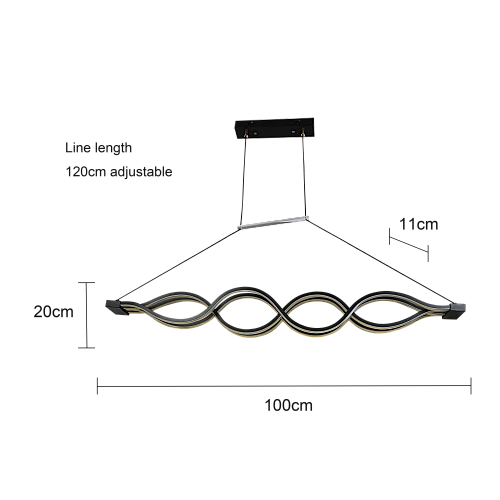 نجف مودرن اسود لون الانارة 3 اضاءات 75 واط
