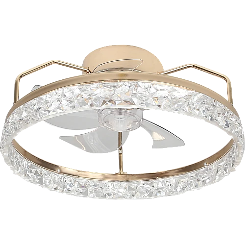 نجف مروحة ذهبي لون الانارة 3 اضاءات 36 واط مقاس 50 سم