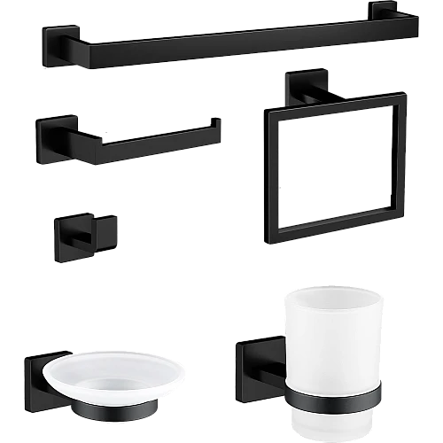 طقم اكسسوار مربع ستانلس ستيل 201 اسود