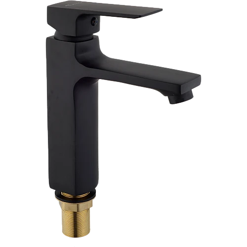 خلاط مغسلة قصير مربع اسود مع ليات و هراب