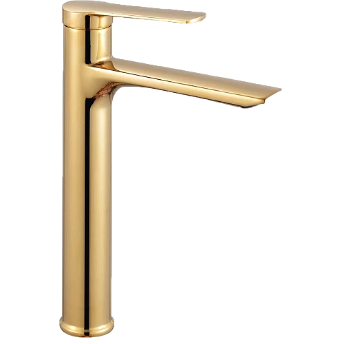 خلاط مغسلة طويل ذهبي مطفي مع ليات