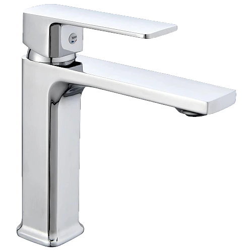 خلاط مغسلة قصير مربع كروم مع ليات