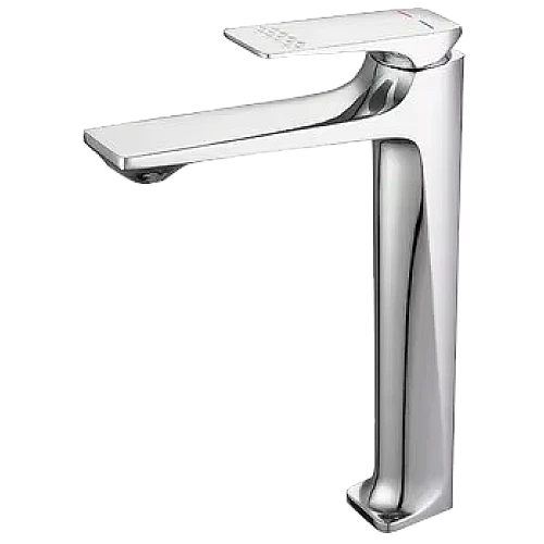 خلاط مغسلة طويل مربع بديكور معين على المقبض كروم مع ليات