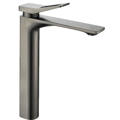 خلاط مغسلة طويل مربع بفتحه في المقبض رمادي مع ليات