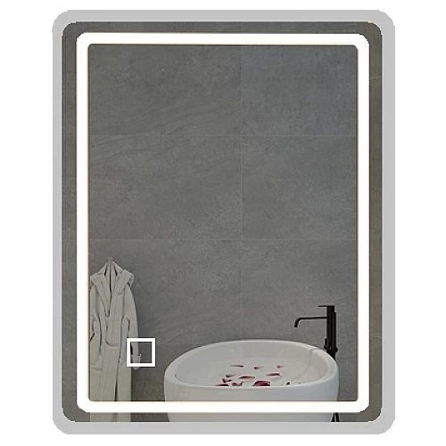 مراية مستطيل 70*50 فريم المنيوم سلفر ليد 3 اضاءات (تُضاف رسوم الأوزان الثقيلة) + (هذا المنتج متاح داخل مدينة جدة فقط)