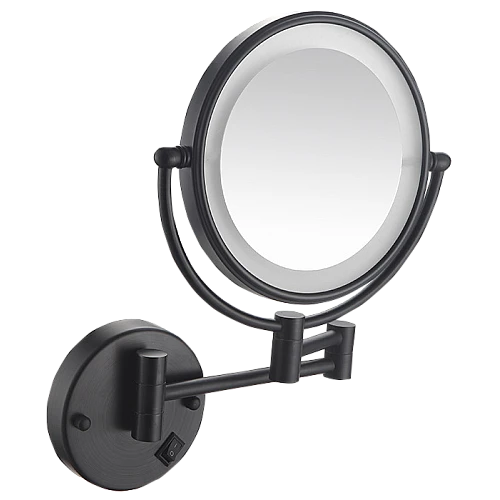 مراية مكبرة 2X مع ليد ابيض ستانلس ستيل 304 اسود