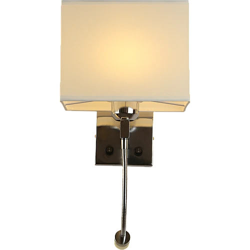 ابليك حائط جداري مودرن فضي لمبة موجهة للقراءة لون الانارة اصفر و قاعدة لمبة تركيب رئيسية E27*1L