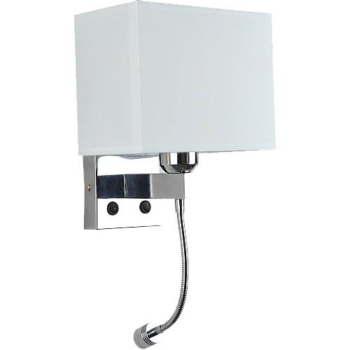 ابليك حائط جداري مودرن فضي لمبة موجهة للقراءة لون الانارة اصفر و قاعدة لمبة تركيب رئيسية E27*1L