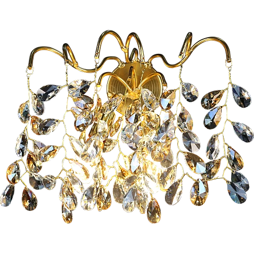 ابليك حائط جداري مودرن ذهبي مع عسلي مع شفاف ثنائي E14*2L مجوز