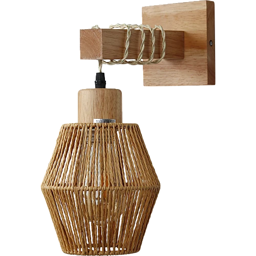 إضاءة ابليك حائط خشبي قش E27*1L