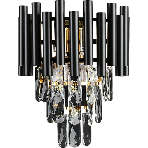 إضاءة ابليك حائط مودرن غطاء اسود مع ذهبي E14*2