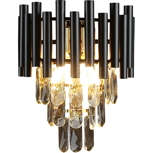 إضاءة ابليك حائط مودرن غطاء اسود مع ذهبي E14*2