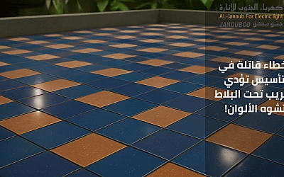 بلاط السيراميك المبتل: 4 أخطاء قاتلة في التأسيس تؤدي لتسريب تحت البلاط وتشوه الألوان!