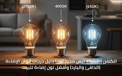 الكلفن (Kelvin): ليس مجرد لون! دليل درجات ألوان الإضاءة (الدافئ والبارد) وأفضل لون إضاءة للبيت