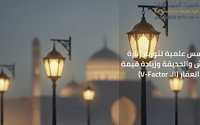 الفوانيس والأعمدة الضوئية: 3 أسس علمية لتوزيع إنارة الحوش والحديقة وزيادة قيمة العقار (الـ V-Factor).