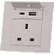فيش ثلاثي مع منفذ يو اس بي USB مع تايب سي TYPE-C لون ابيض ساده توفل