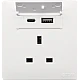 فيش ثلاثي مع منفذ يو اس بي USB مع تايب سي TYPE-C لون ابيض بيانو