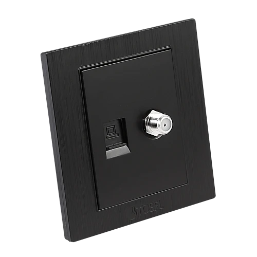 فيش منفذ كمبيوتر مع دش لون اسود حجري توفل