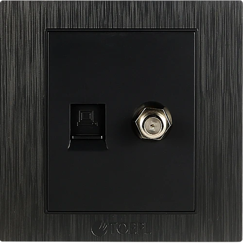 فيش منفذ كمبيوتر مع دش لون اسود حجري توفل