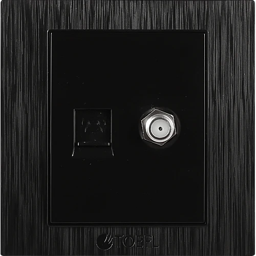 فيش منفذ هاتف تليفون مع دش لون اسود حجري توفل