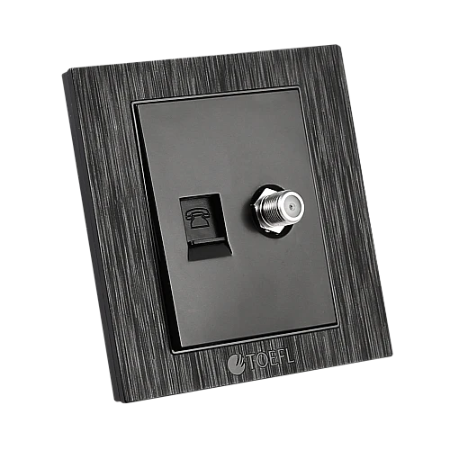 فيش منفذ هاتف تليفون مع دش لون اسود حجري توفل