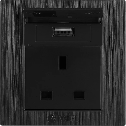 فيش ثلاثي مع منفذ يو اس بي USB لون اسود حجري توفل فيش ثلاثي مع منفذ يو اس بي USB لون اسود حجري توفل