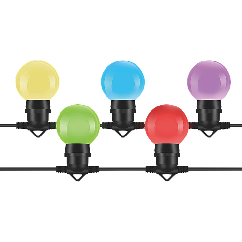 عقود لمبات انارة رمضانية مبهجة وجميلة م بلون اسود مع 7 الوان متعدده بشكل كروي 15 متر 20 لمبة.