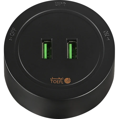 راس فيش مجرى دائري اسود حجري منفذين USB توفل