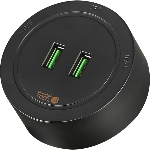 راس فيش مجرى دائري اسود حجري منفذين USB توفل