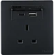 فيش ثلاثي مع منفذ يو اس بي USB مع تايب سي TYPE-C لون أسود بيانو تصميم حديث عملي.