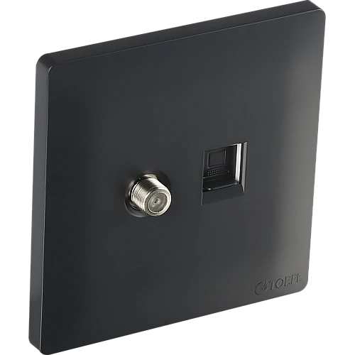 فيش منفذ كمبيوتر مع دش لون اسود بيانو