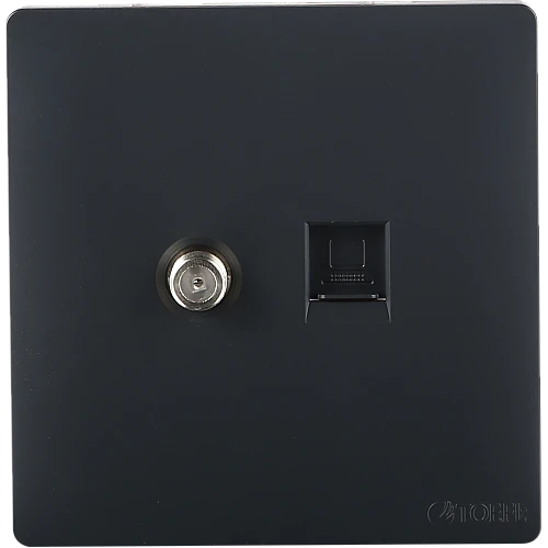 فيش منفذ كمبيوتر مع دش لون اسود بيانو