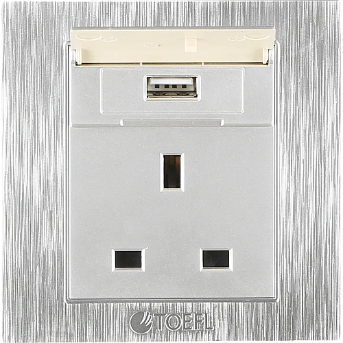 فيش ثلاثي مع منفذ يو اس بي USB لون فضي توفل