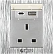 فيش ثلاثي مع منفذ يو اس بي USB مع تايب سي TYPE-C لون فضي توفل فيش ثلاثي مع منفذ يو اس بي USB مع تايب سي TYPE-C لون فضي توفل