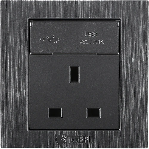فيش ثلاثي مع منفذ يو اس بي USB مع تايب سي TYPE-C لون جرافيت توفل فيش ثلاثي مع منفذ يو اس بي USB مع تايب سي TYPE-C لون جرافيت توفل