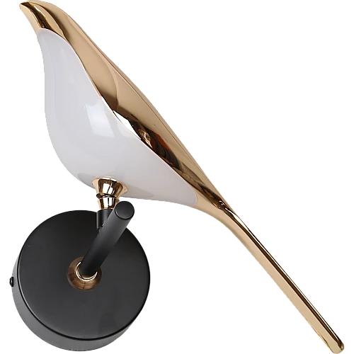 إضاءة جدارية مودرن شكل عصفور اسود مع ذهبي لون الانارة اصفر 7 واط تصميم حديث وعصري مفرد