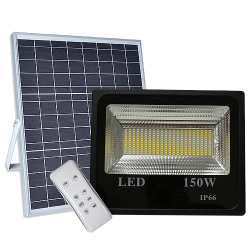كشاف خارجي إنارة ابيض طاقة شمسية مع ريموت تحكم 150 واط
