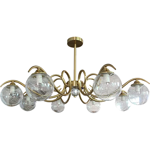  منتج نجف جلوير كلاسيك ثماني الإضاءة شكل نحاسي شفاف تصميم ديكوري جميل-HA/A4010/8CR