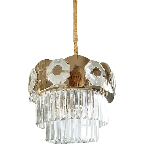 ثريا فيوجن لايت مودرن لون الشكل ذهبي شفاف تصميم فاخر قطر 30 سم