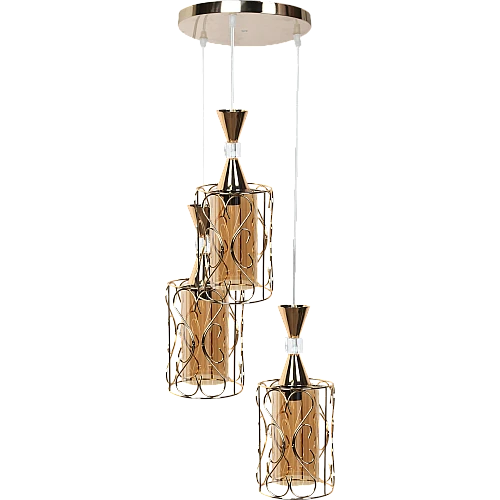 نجف كريستال بريل علاقي ثلاثي ذهبي E27 معلقة